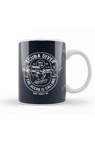 Scuba Diver Ocean Is Calling Mug Porcelain