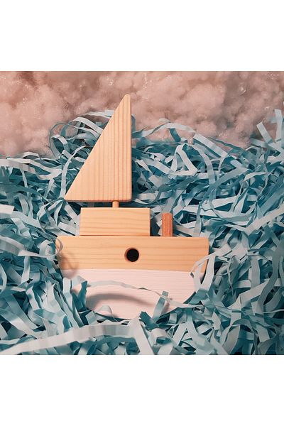 aswood Handmade Wooden Toy Baby Ship Developing Imagination Gift Toy for Kids