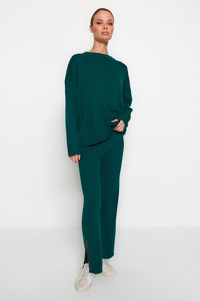 Trendyol Collection Smaragdzöld széles szabású - kötöttáru öltöny TWOAW22AU0040