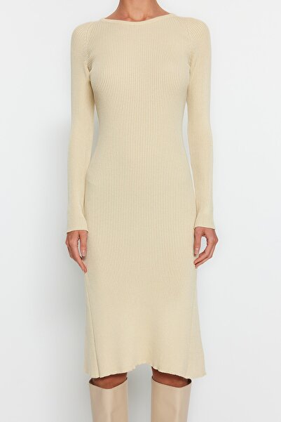 Trendyol Collection Stone Midi Knitwear Rochie cu decolteu rotund TWOAW23EL00023