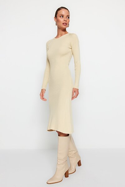 Trendyol Collection Stone Midi Knitwear Rochie cu decolteu rotund TWOAW23EL00023