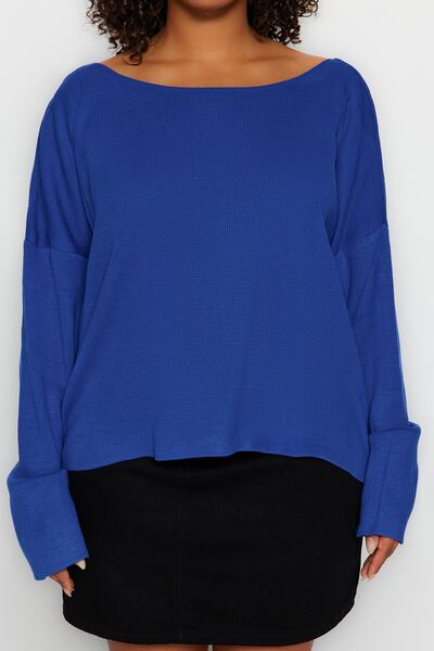 Trendyol Curve Плетен пуловер с кръстосани презрамки Saks TBBAW23AN00021