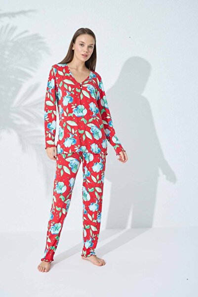 Siyah İnci Set de pijamale din viscoză cu nasturi