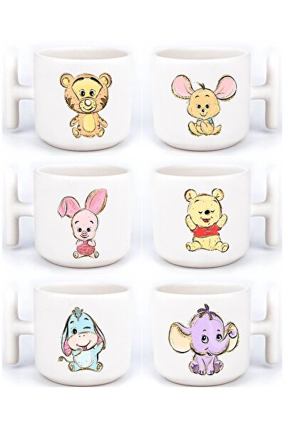 Öz Kupa Winnie The Pooh Tüm Karakterler 6'lı El Yapımı T Kulplu Fincan