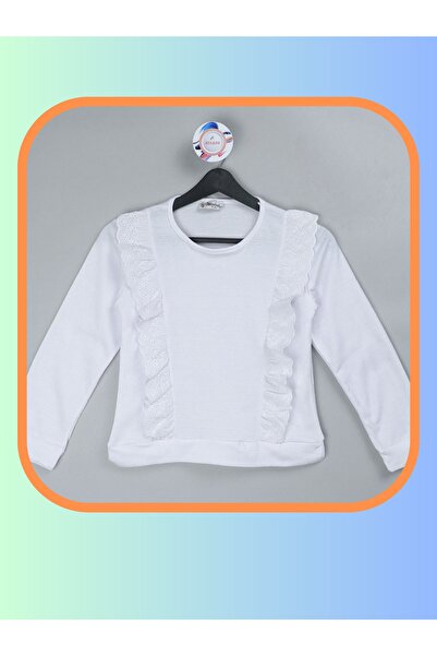 edoy Bluză de toamnă cu mânecă lungă brodata din dantelă pentru școală