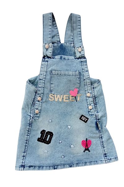 Cincır Baby Girl's Denim Gilet - 100% Cotton Embroidered, Kangaroo Pocket Summer Jeans Gilet