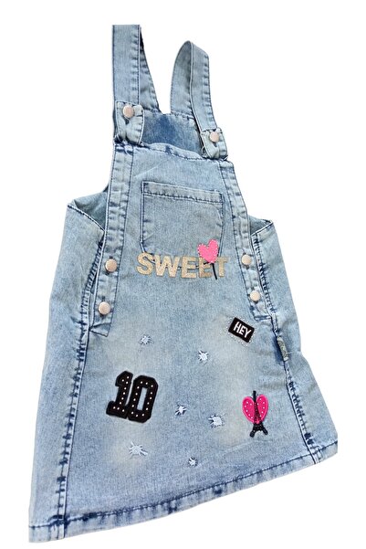 Cincır Baby Girl's Denim Gilet - 100% Cotton Embroidered, Kangaroo Pocket Summer Jeans Gilet