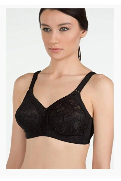 Kom Γυναικείο Μαύρο Σουτιέν Χωρίς Μπανέλες με Δαντέλα Νέας Σεζόν