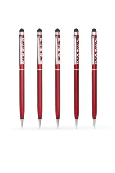 Bk Gift Kişiye Özel Kırmızı Dokunmatik Metal Tükenmez Kalem (100 Adet) Model 253