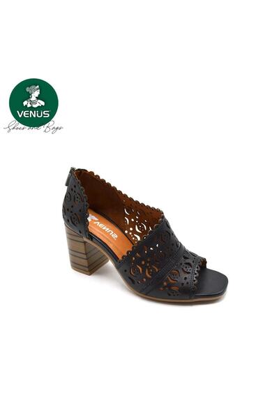 Venüs 2108511y Topuk Fermuarlı Delikli Deri Kadın Sandalet