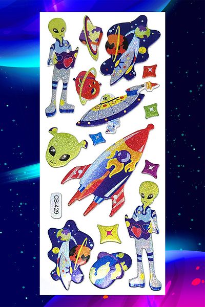 BearPear Σετ ολογραφικών αυτοκόλλητων Alien Colorful Aliens