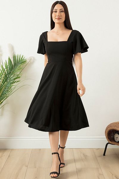 PULLIMM Rochie cu guler pătrat cu mâneci volante 932-2959