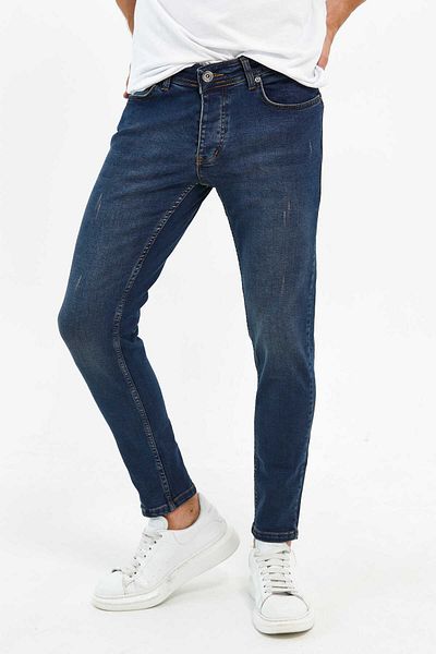 Newtime Men's Trousers Skinny Fit Lycra Brown Tint With Nails