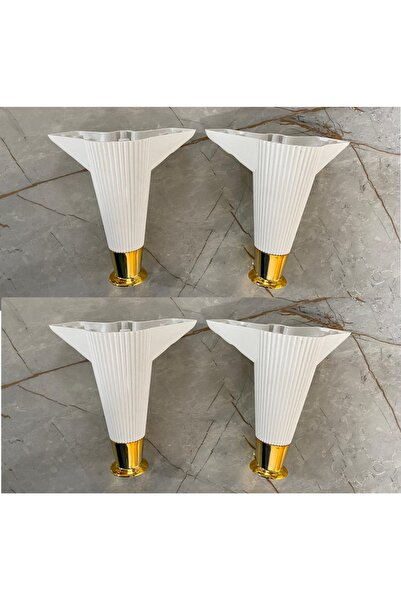 OnurEvimde Çizgili Beyaz Gold Plastik Ayak 15 cm Baza Koltuk Sehpa Dolap Ayağ...