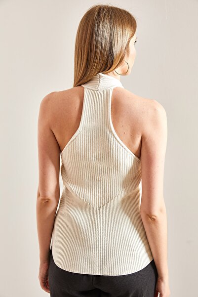 Bianco Lucci Women's Halter Neck Button Knitted Blouse