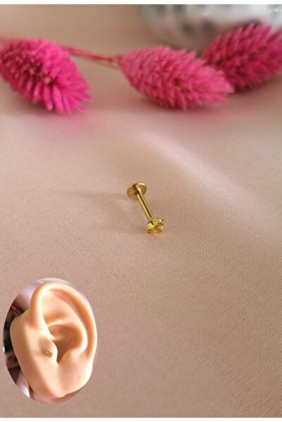 Bylin ZİRKON TAŞLI %100 CERRAHİ ÇELİK LABRET DUDAK PIERCING /KULAK PİERCİNG -...
