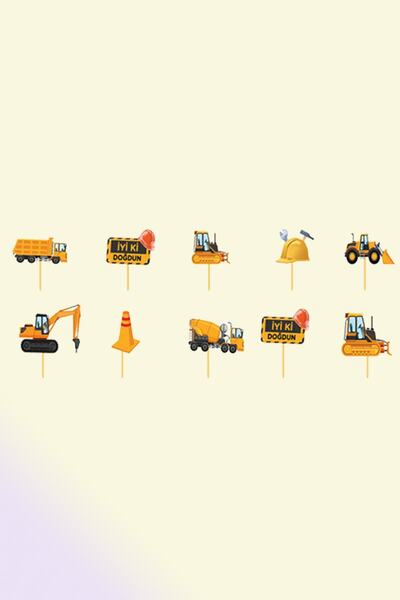 aşkın concept İnşaat Kürdan 10 'lu Parti Süsü Cupcake Kürdanı