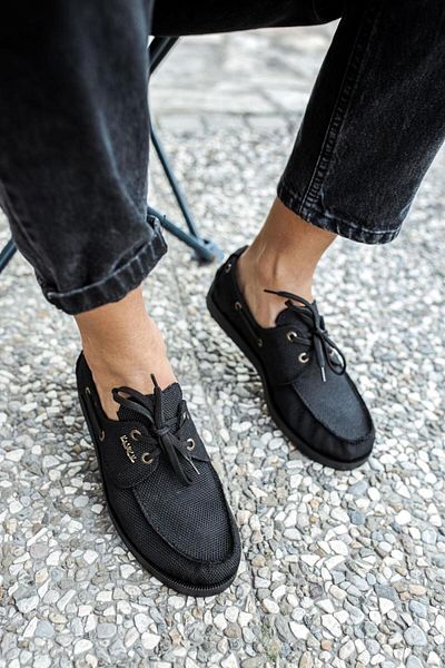 Knack Seasonal Linen Shoes 008 Black (Black Sole)