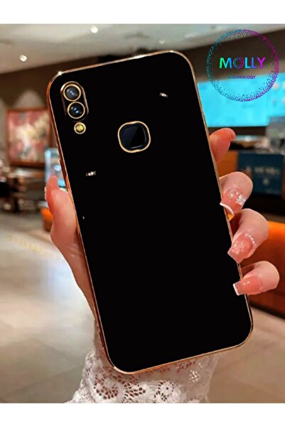 Molly Technology Huawei P Smart 2019 İçin Siyah Kenarları Gold Detaylı Lüks Silikon Kılıf