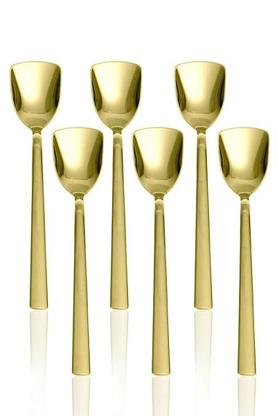 ÖzSa Home Stainless Steel Gold Luxury Ice Cream and Dessert Spoon Set 6-Piece Gold Color Ice Cream Spoon