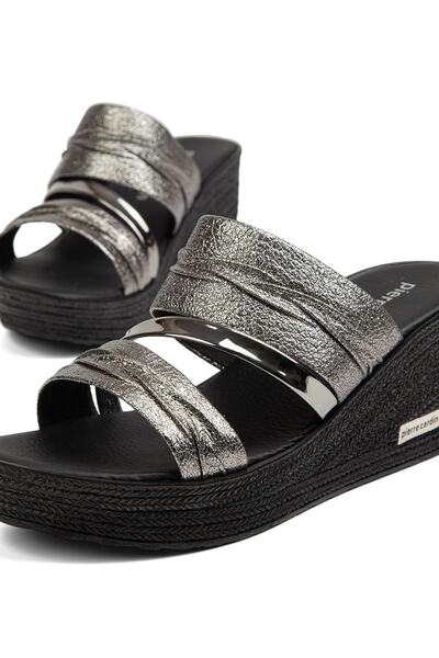 Pierre Cardin ® | PC-6962-Platinum Wrinkled-Papuci pentru femei