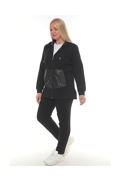 WND SPORT Long Sleeve Pocket Detailed Hooded T-Shirt Classic Leg 3-Piece WND Women's Plus Size Tracksuit Set
