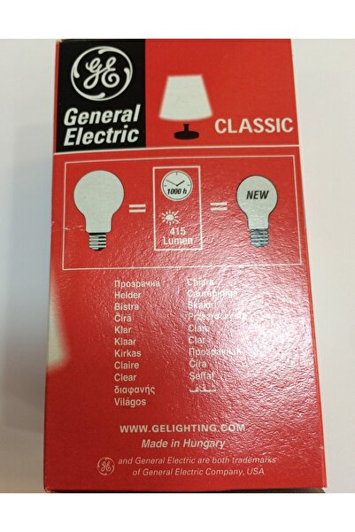 GENERAL ELEKTRİK General Electric 40W 230V SARI IŞIK A60 Akkor Flamanlı Ampul KLASİK DİMM EDİLEBİLİR AMPUL