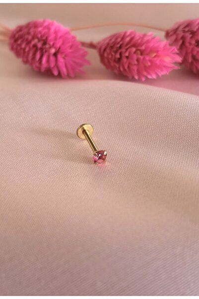 Bylin ZİRKON TAŞLI %100 CERRAHİ ÇELİK LABRET DUDAK PIERCING /KULAK PİERCİNG - TAŞ ÇAPI 3 MM - 1 adet