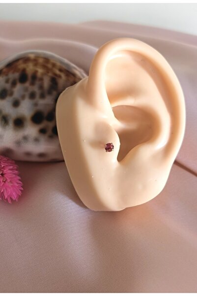 Bylin ZİRKON TAŞLI %100 CERRAHİ ÇELİK LABRET DUDAK PIERCING /KULAK PİERCİNG - TAŞ ÇAPI 3 MM - 1 adet