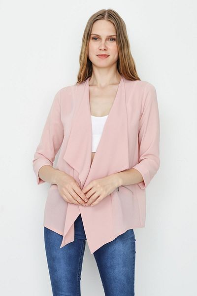 Select Moda Women's Pink Asymmetric Cut Thin Jacket