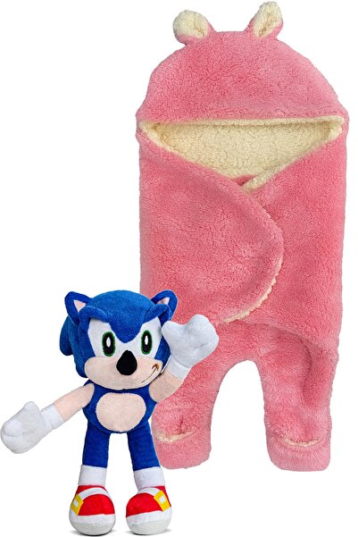 Canestar - قماط خارجي للأطفال (كيس نوم) باللون الوردي مع هدية للنوم من صديقك سونيك - لعبة قطيفة