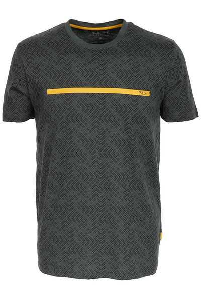 NCS Men's Anthracite Slim Fit Crew Neck 100% Cotton Printed Patterned T-shirt Jeans 1946