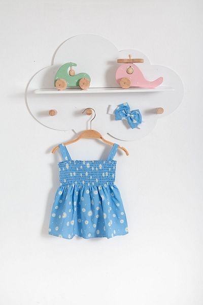 Bubito Daisy Visual Bandana Summer Baby Dress-Blue