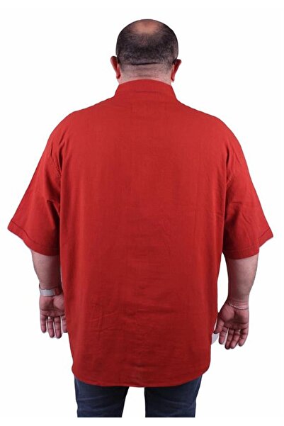 Starbattal Ανδρικό λινό πουκάμισο με κοντό μανίκι μεγάλου μεγέθους 11300