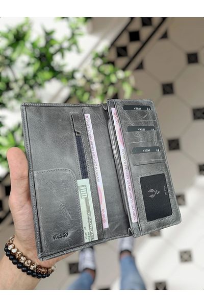 Visso leather Visso 901 Genuine Leather Hand Bag Zippered Wallet with Phone Compartment and Removable Card Holder Feature