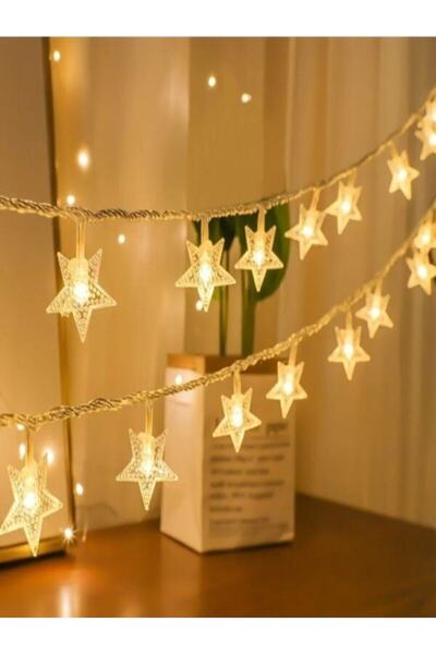 KAYAX Dekoratif 5 Metre Fişli 40 Yıldızlı Ip Kablo Led