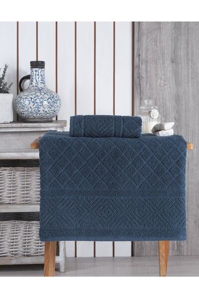 Louis Marie Reyna 2'li Banyo Havlu Seti | %100 Pamuk Lacivert