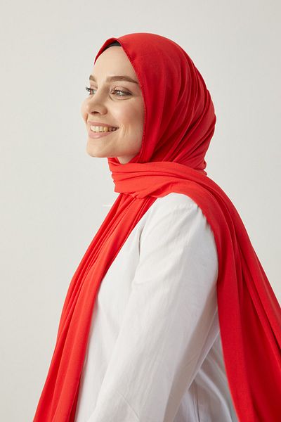 Yefrastore Women's Hijab Combed Cotton Shawl Red