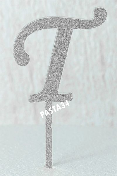 Pasta34 Ασημί γράμμα Plexi που δεν χυθεί 5 cm Ασημί T