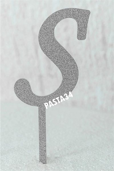 Pasta34 Ασημί γράμμα πλεξιγκλάς που δεν χυθεί 5 εκ. Ασημί S