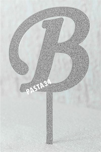 Pasta34 Ασημί Plexi Letter 5 cm Ασημί B που δεν χυθεί
