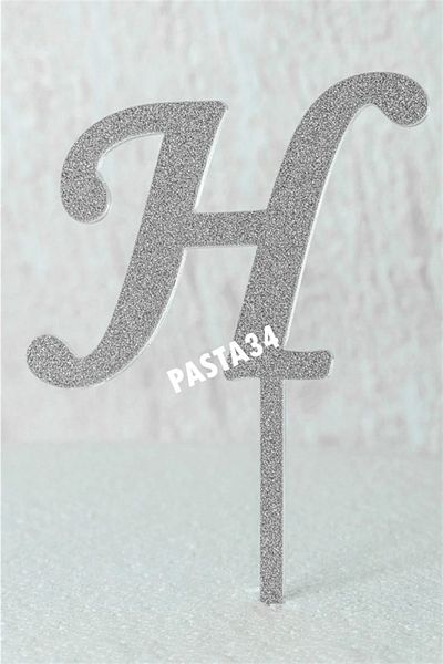 Pasta34 Ασημί γράμμα πλεξιγκλάς που δεν χυθεί 5 εκ. Ασημί H