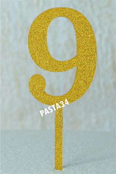 Pasta34 Αριθμός Plexi Glitter που δεν χυθεί 5 cm Gold 9