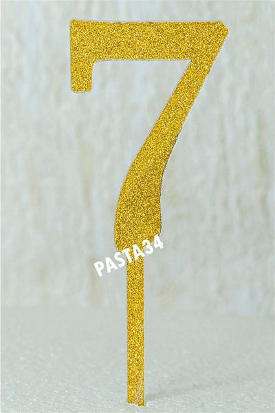 Pasta34 Ασημί Plexi Αριθμός 5 εκ. χωρίς χυμένο χρυσό 7
