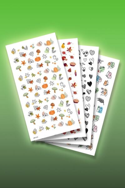 Artikel 4'lü Tırnak Dövmesi Seti, Tırnak Sticker Seti, Nail Art, Tattoo