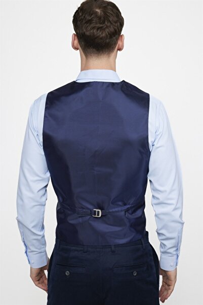 Tudors Ανδρικό μπλε ναυτικό γιλέκο με διπλή τσέπη με λεπτή εφαρμογή