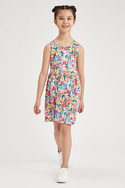 DeFacto Girl's Patterned Sleeveless Cotton Dress
