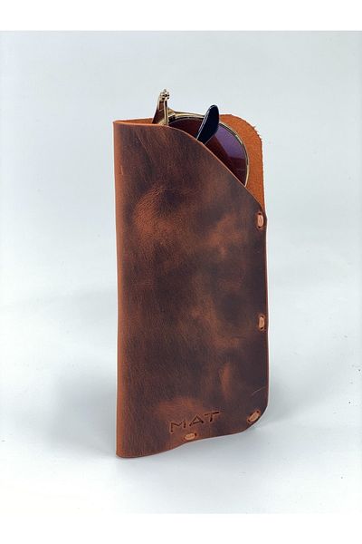 MAT Deri Rayban Glasses Container with Effect Genuine Leather Handmade Slim Reading Glasses Case