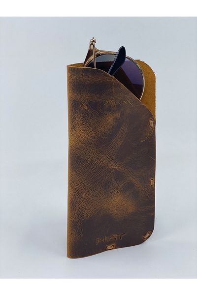 MAT Deri Rayban Glasses Container with Effect Genuine Leather Handmade Slim Reading Glasses Case