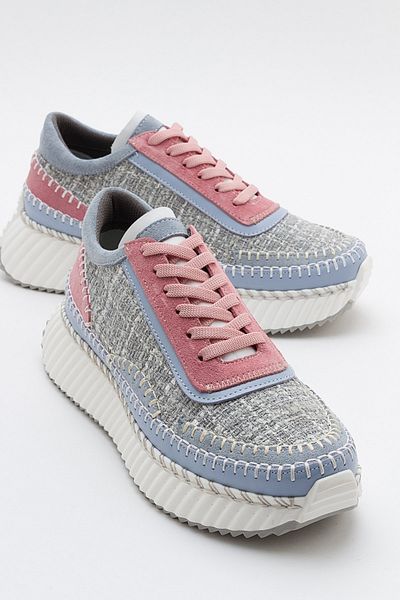 LuviShoes NANTE Blue-Grey Tweed Women's Sports Shoes